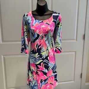Floral Print Dress with 3/4 Sleeves
